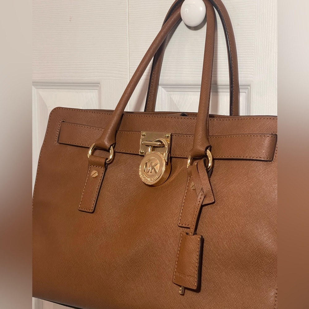 Michael Kors Brown Leather Tote with Gold Accents